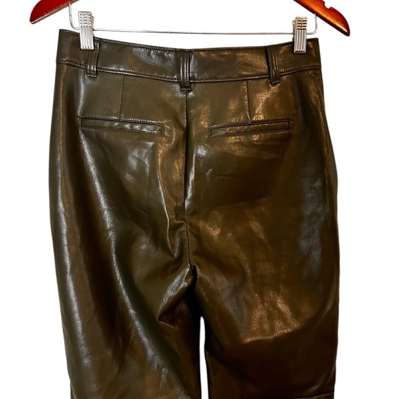Aritzia Babaton Command Cropped Vegan Leather Pants-Olive Green- Size 6 - Picture 6 of 15